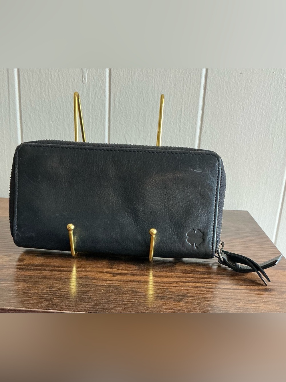 Rare Vintage Lucky Brand Black Leather Double Zip Around Wallet
